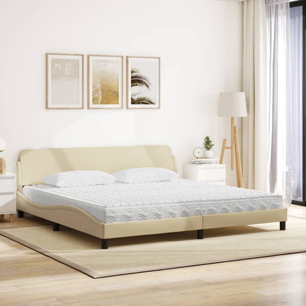 Bed met matras "Dover" stof crèmekleurig 200x200 cm is nu te koop bij PeponiXL, paradijselijk wonen!