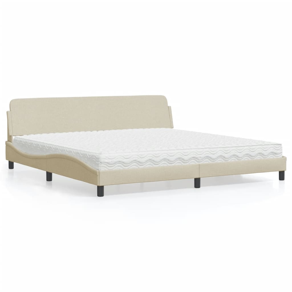 Bed met matras "Dover" stof crèmekleurig 200x200 cm is nu te koop bij PeponiXL, paradijselijk wonen!