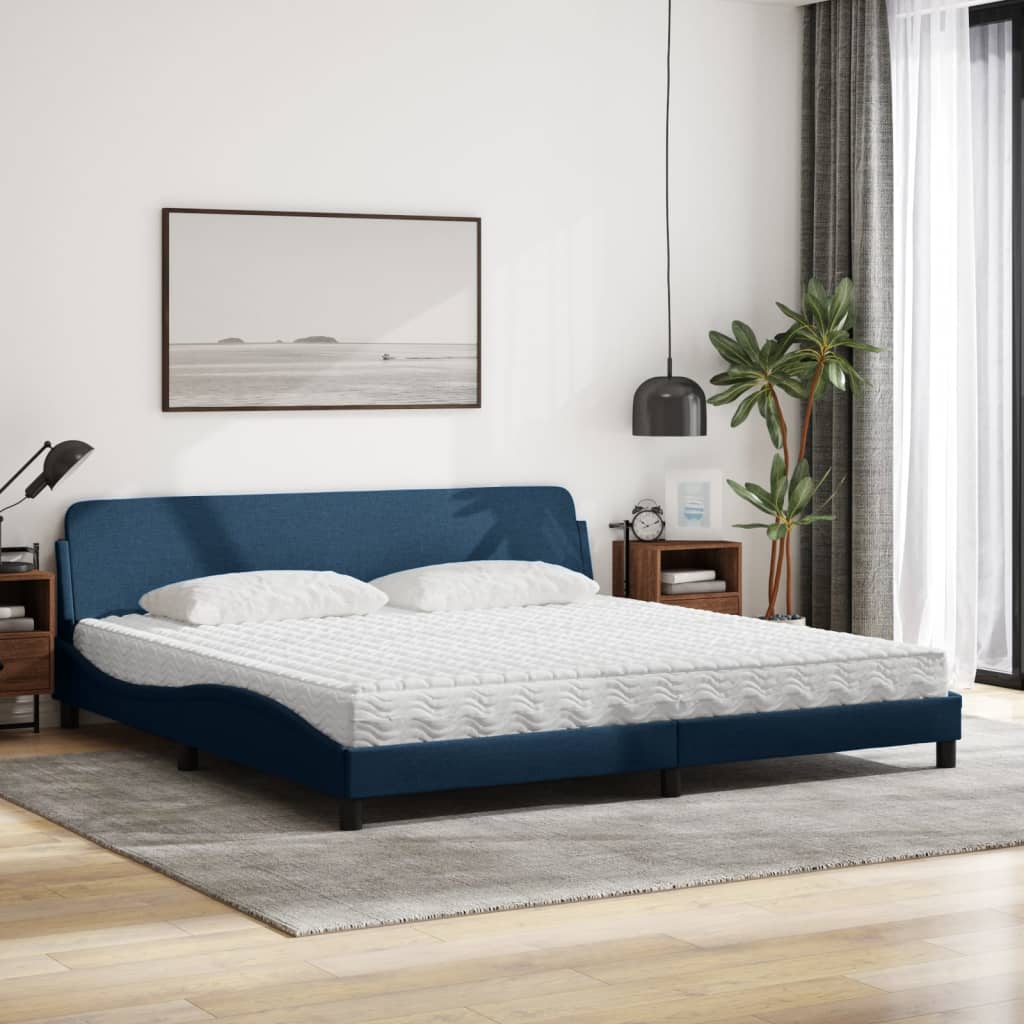 Bed met matras "Dover" stof blauw 200x200 cm is nu te koop bij PeponiXL, paradijselijk wonen!
