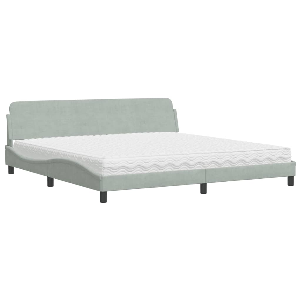 Bed met matras "Dover" fluweel lichtgrijs 200x200 cm is nu te koop bij PeponiXL, paradijselijk wonen!