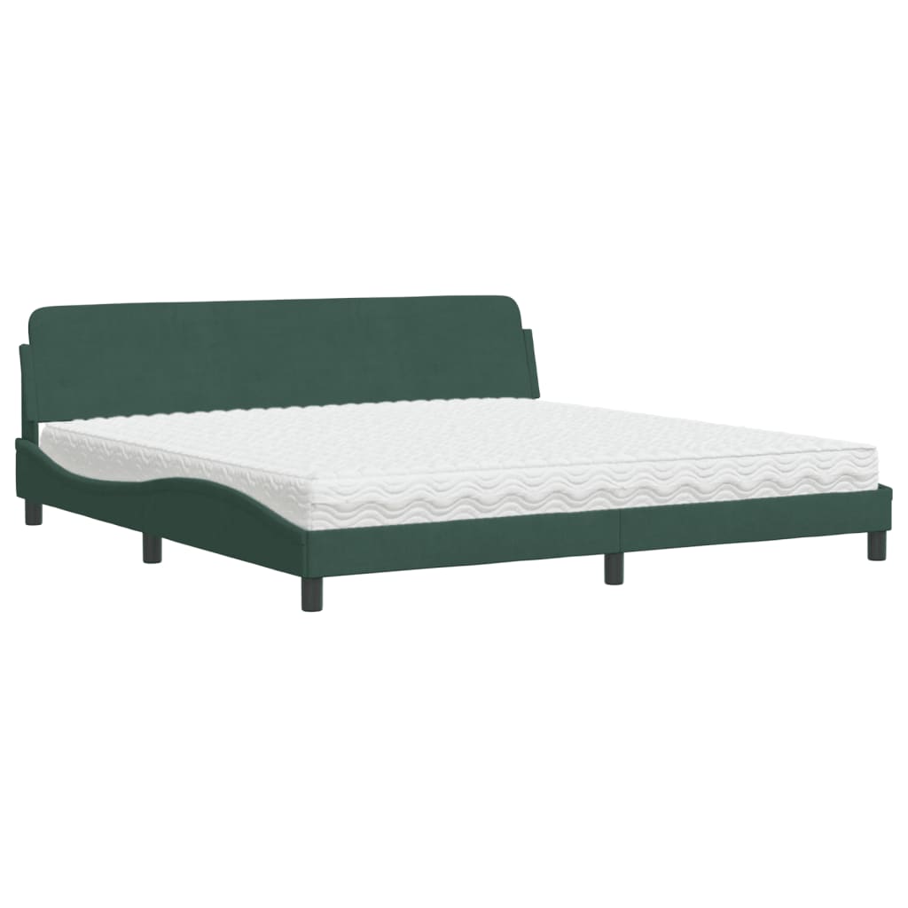 Bed met matras "Dover" fluweel donkergroen 200x200 cm is nu te koop bij PeponiXL, paradijselijk wonen!