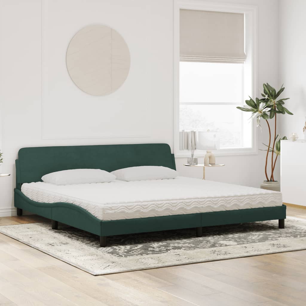 Bed met matras "Dover" fluweel donkergroen 200x200 cm is nu te koop bij PeponiXL, paradijselijk wonen!