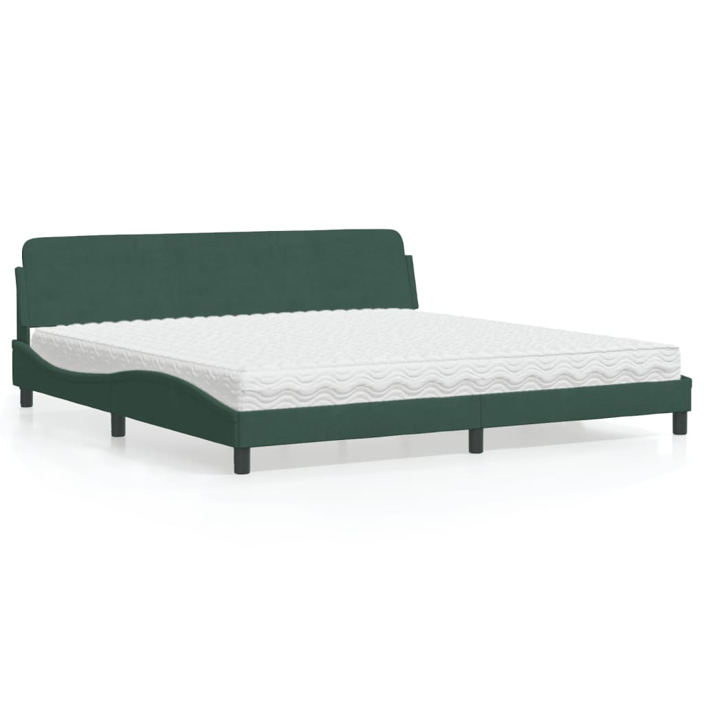 Bed met matras "Dover" fluweel donkergroen 200x200 cm is nu te koop bij PeponiXL, paradijselijk wonen!