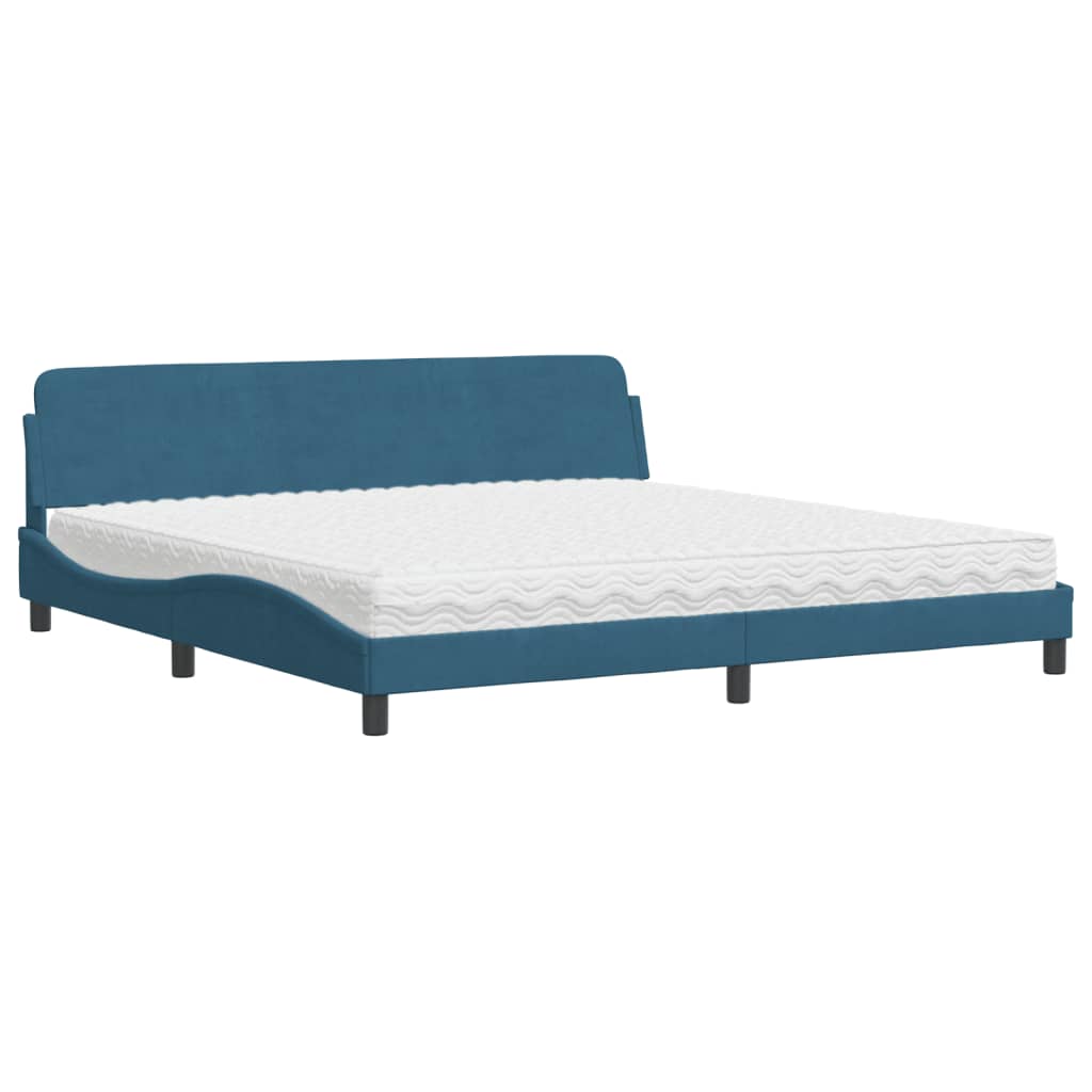 Bed met matras "Dover" fluweel blauw 200x200 cm is nu te koop bij PeponiXL, paradijselijk wonen!