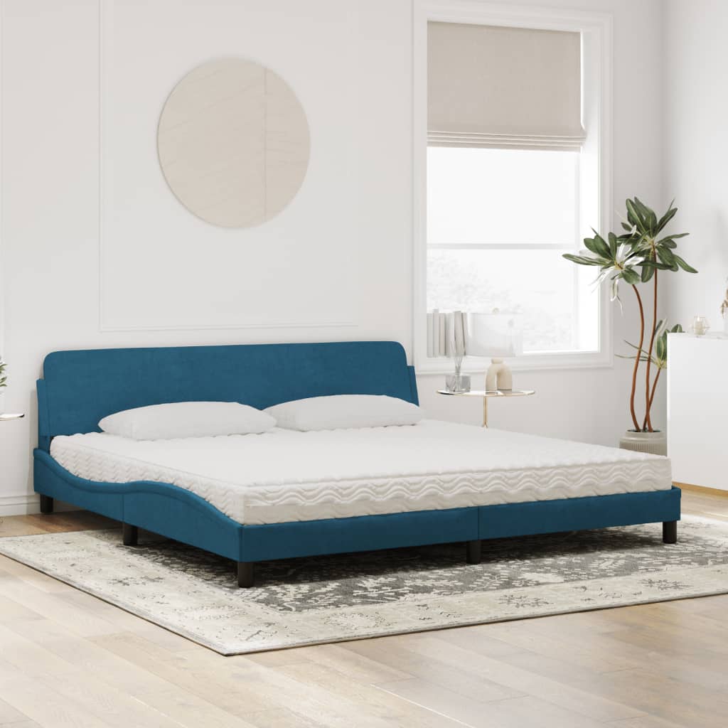Bed met matras "Dover" fluweel blauw 200x200 cm is nu te koop bij PeponiXL, paradijselijk wonen!
