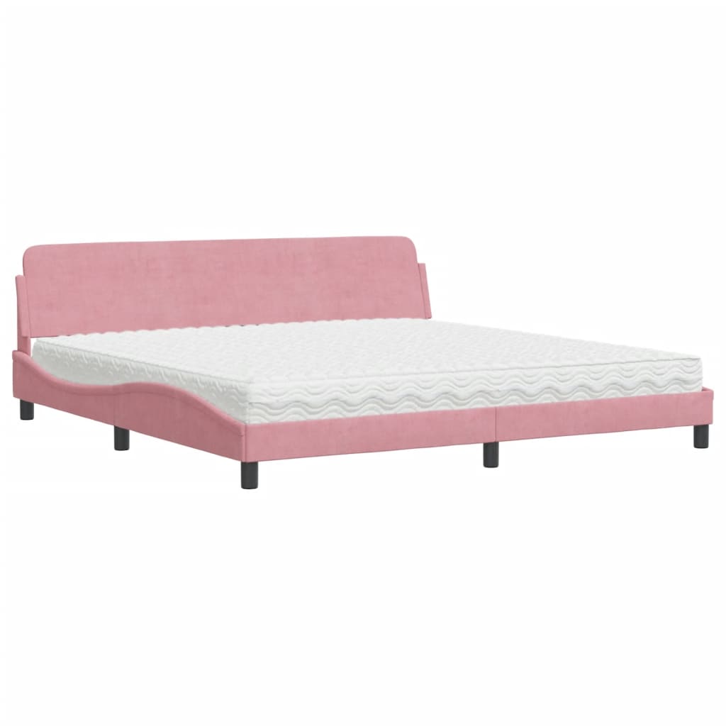 Bed met matras "Dover" fluweel roze 200x200 cm is nu te koop bij PeponiXL, paradijselijk wonen!
