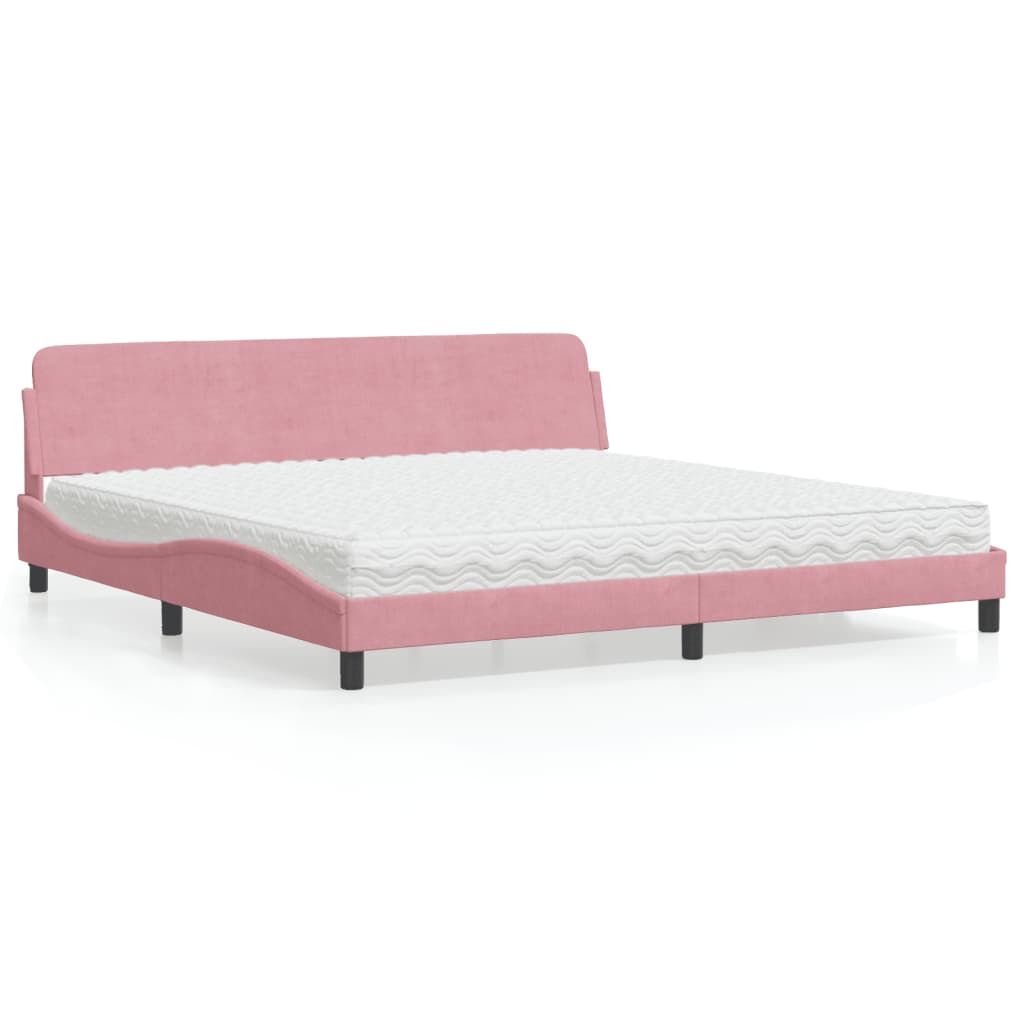 Bed met matras "Dover" fluweel roze 200x200 cm is nu te koop bij PeponiXL, paradijselijk wonen!