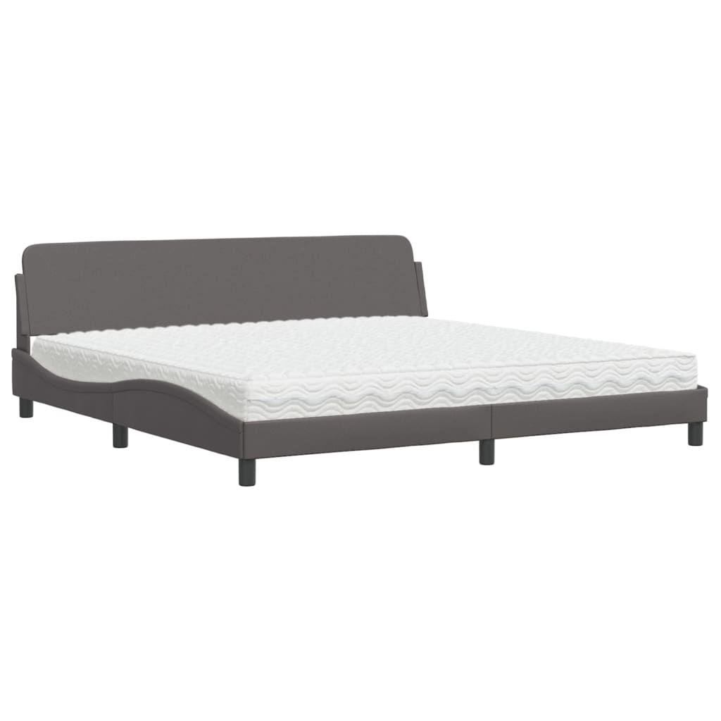 Bed met matras "Dover" kunstleer grijs 200x200 cm is nu te koop bij PeponiXL, paradijselijk wonen!
