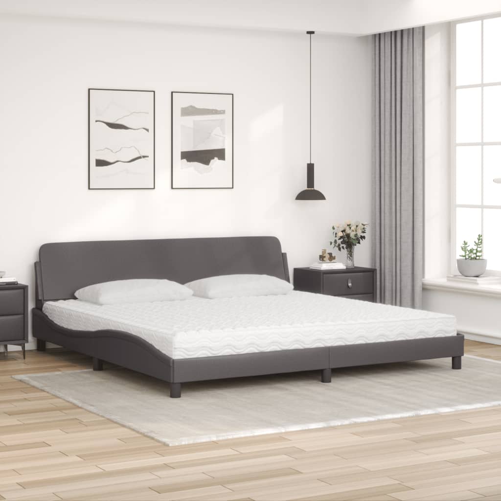 Bed met matras "Dover" kunstleer grijs 200x200 cm is nu te koop bij PeponiXL, paradijselijk wonen!