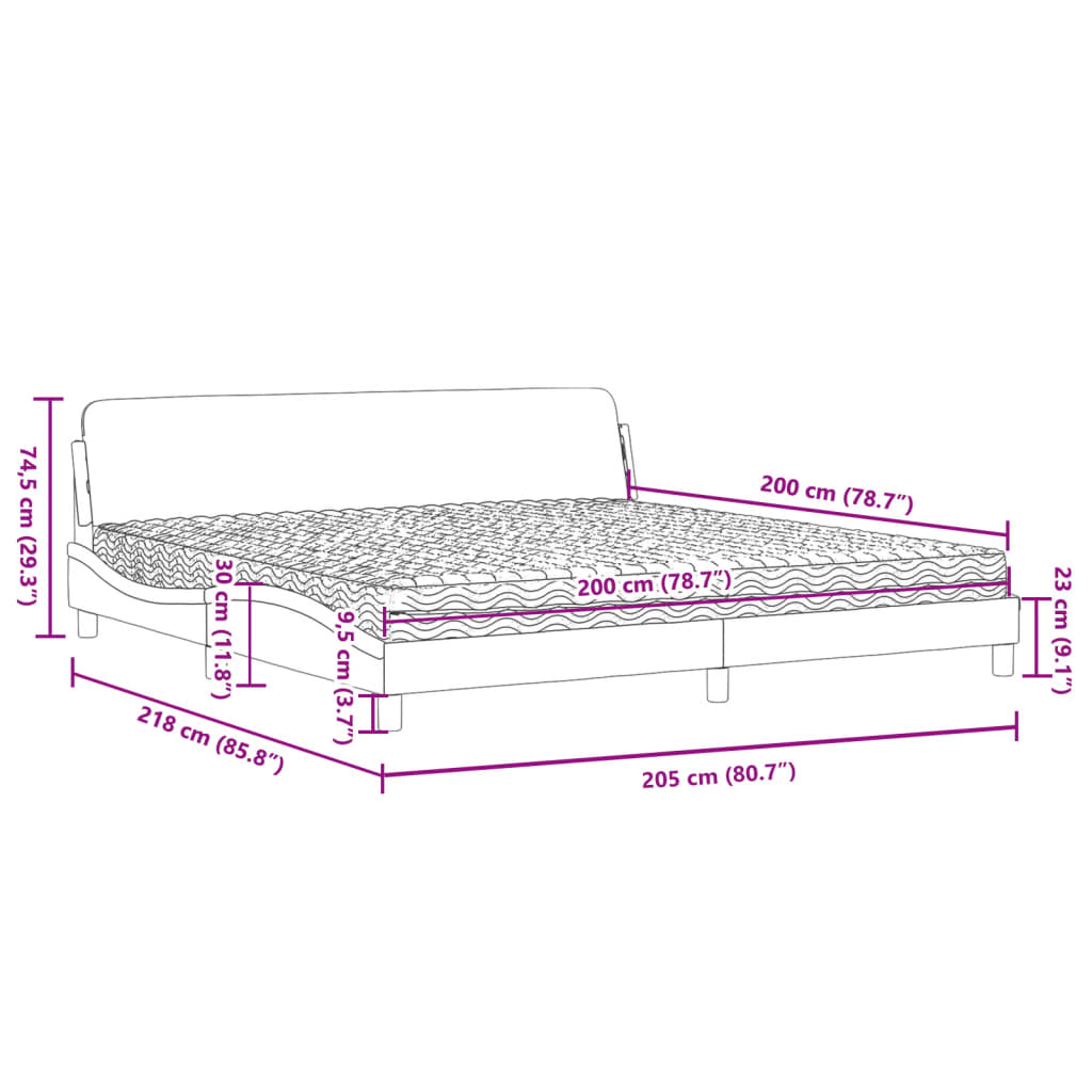 Bed met matras "Dover" kunstleer grijs 200x200 cm is nu te koop bij PeponiXL, paradijselijk wonen!