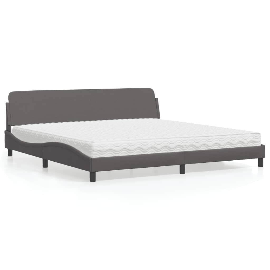 Bed met matras "Dover" kunstleer grijs 200x200 cm is nu te koop bij PeponiXL, paradijselijk wonen!
