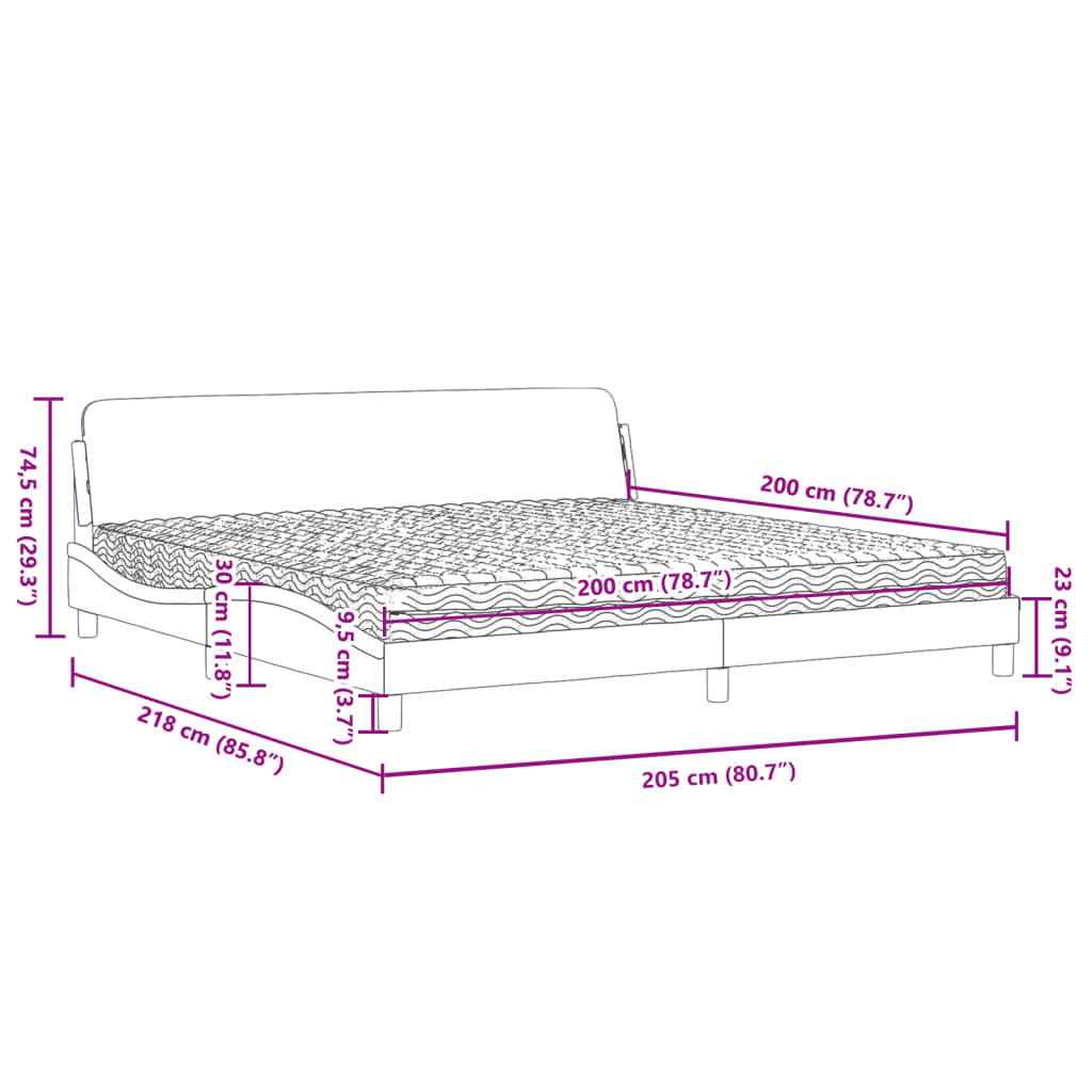 Bed met matras "Dover" kunstleer cappuccinokleurig 200x200 cm is nu te koop bij PeponiXL, paradijselijk wonen!