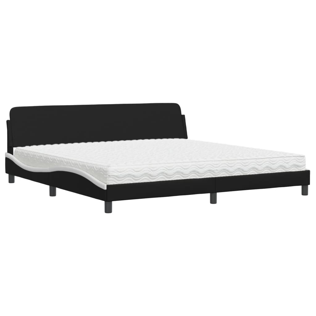 Bed met matras "Dover" kunstleer zwart en wit 200x200 cm is nu te koop bij PeponiXL, paradijselijk wonen!