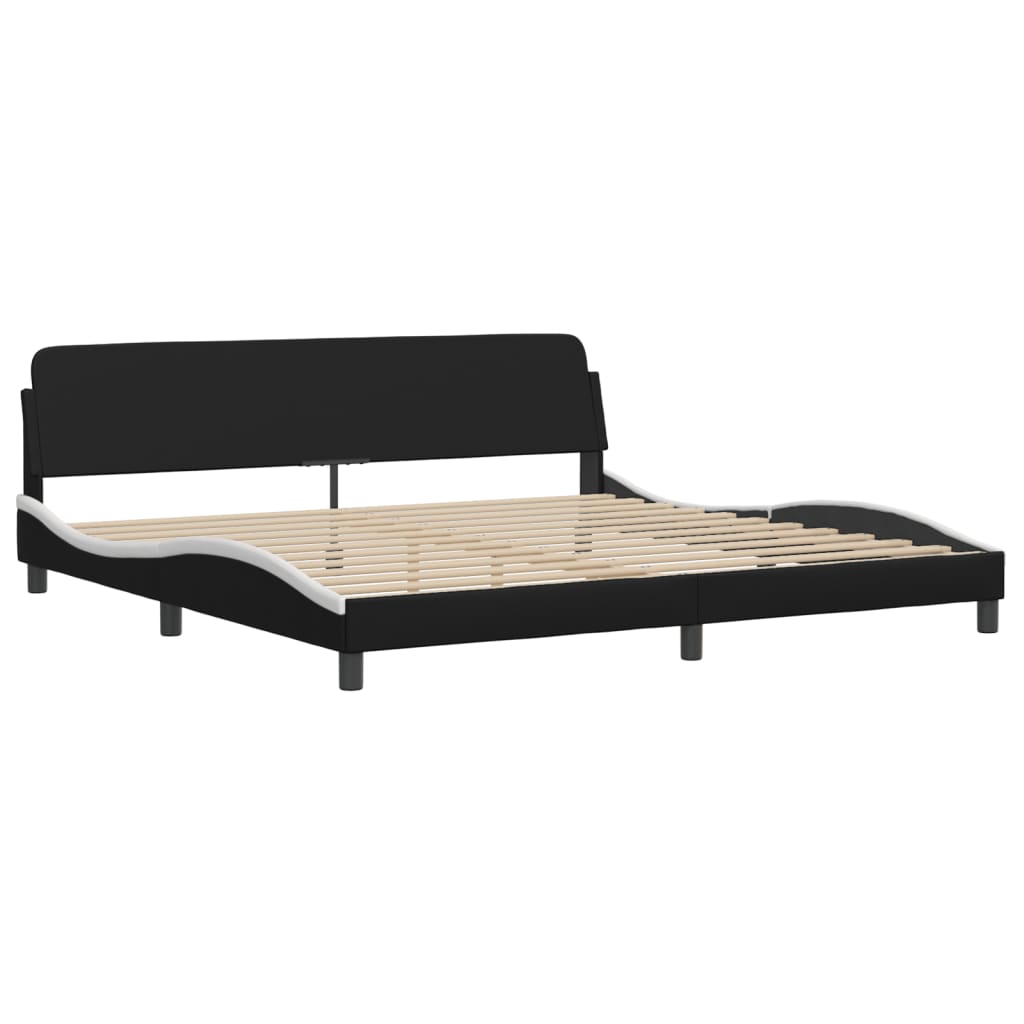 Bed met matras "Dover" kunstleer zwart en wit 200x200 cm is nu te koop bij PeponiXL, paradijselijk wonen!