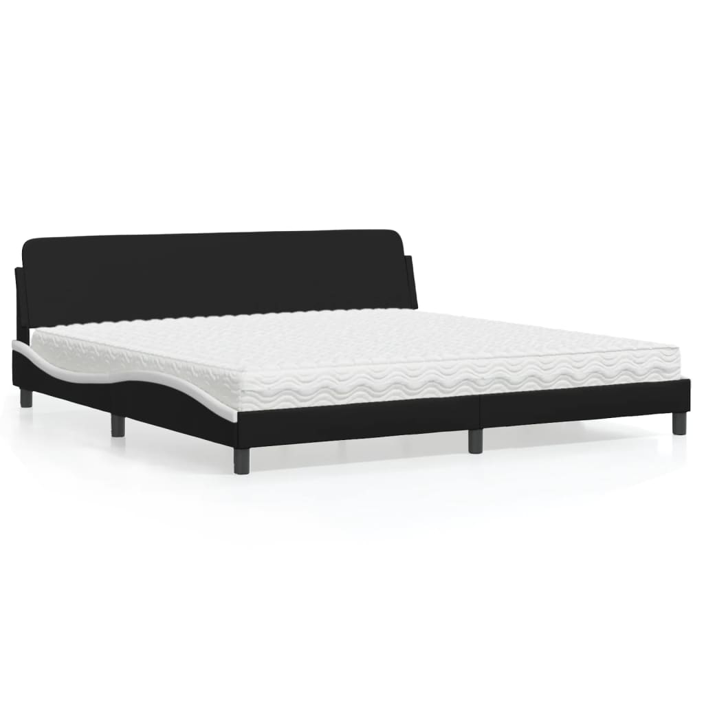 Bed met matras "Dover" kunstleer zwart en wit 200x200 cm is nu te koop bij PeponiXL, paradijselijk wonen!