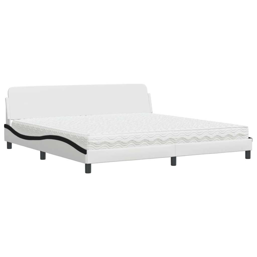 Bed met matras "Dover" kunstleer wit en zwart 200x200 cm is nu te koop bij PeponiXL, paradijselijk wonen!