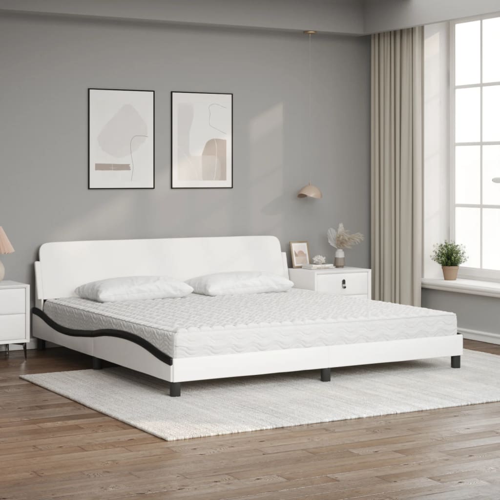 Bed met matras "Dover" kunstleer wit en zwart 200x200 cm is nu te koop bij PeponiXL, paradijselijk wonen!