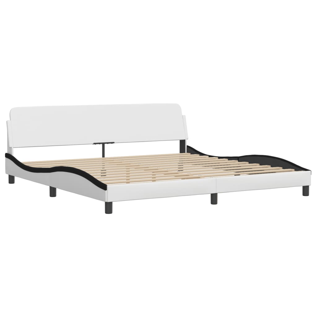 Bed met matras "Dover" kunstleer wit en zwart 200x200 cm is nu te koop bij PeponiXL, paradijselijk wonen!