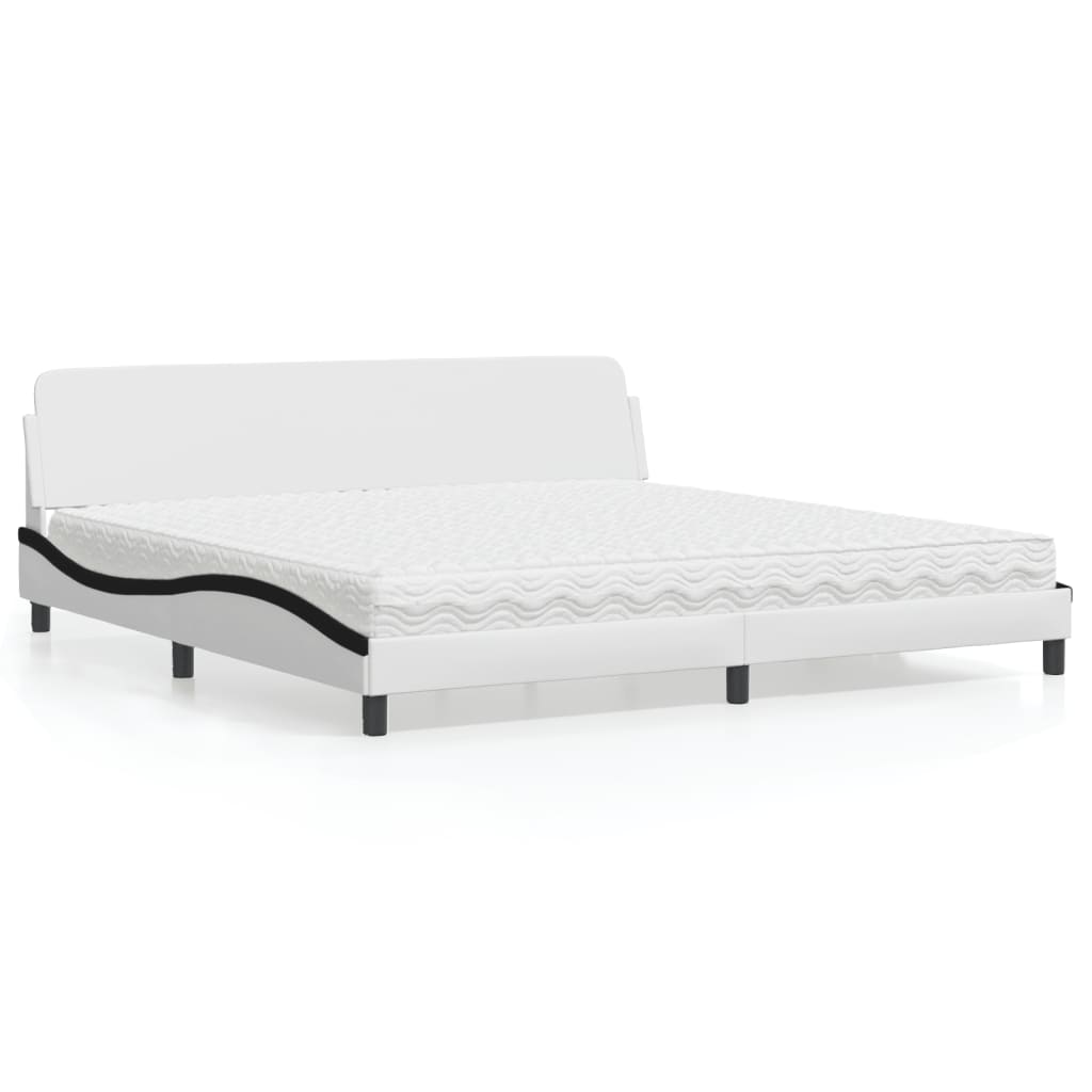 Bed met matras "Dover" kunstleer wit en zwart 200x200 cm is nu te koop bij PeponiXL, paradijselijk wonen!