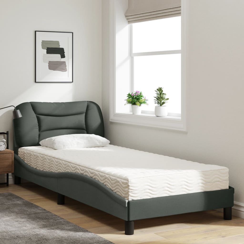 Bed met matras "Hvar" stof donkergrijs 80x200 cm is nu te koop bij PeponiXL, paradijselijk wonen!