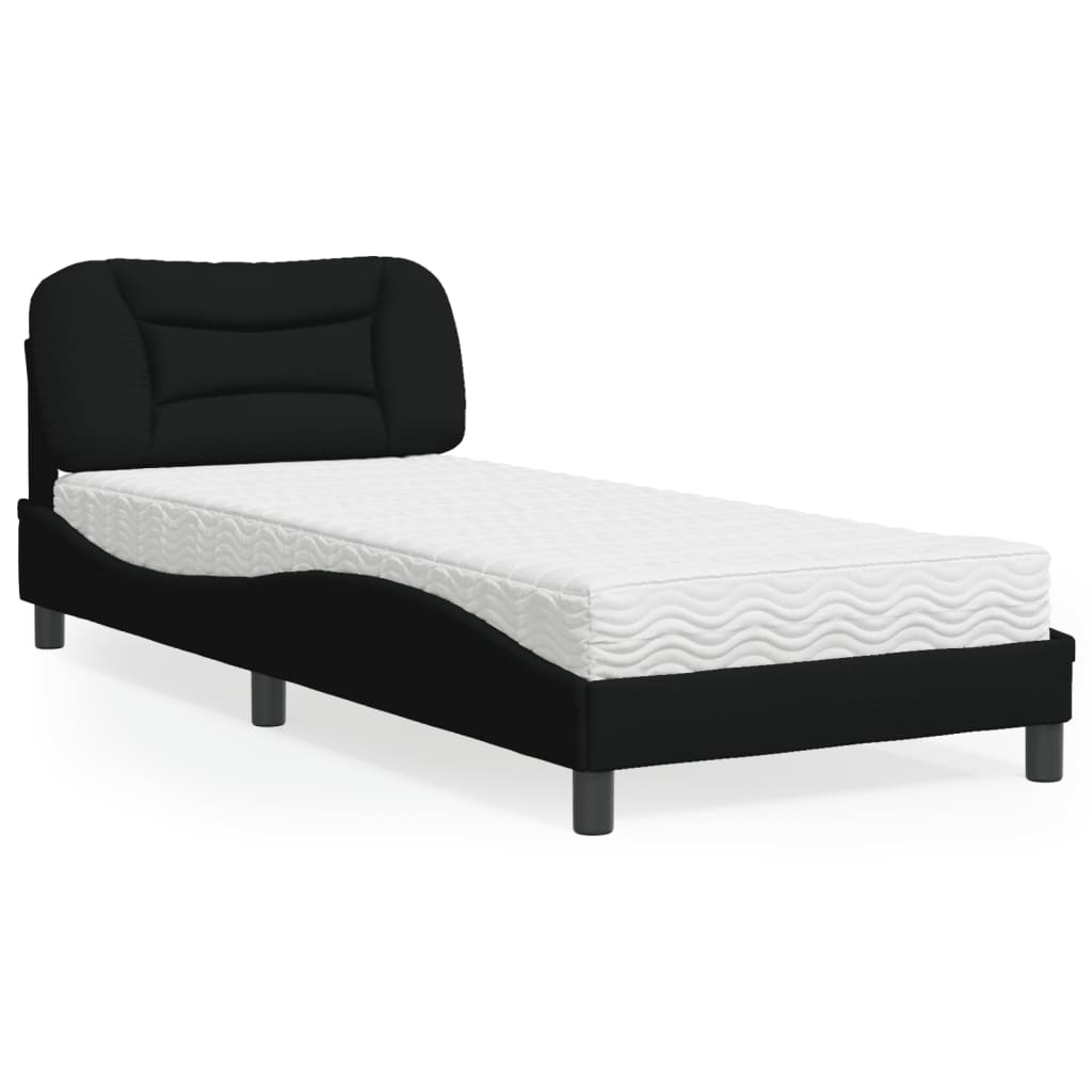 Bed met matras "Hvar" stof zwart 80x200 cm is nu te koop bij PeponiXL, paradijselijk wonen!