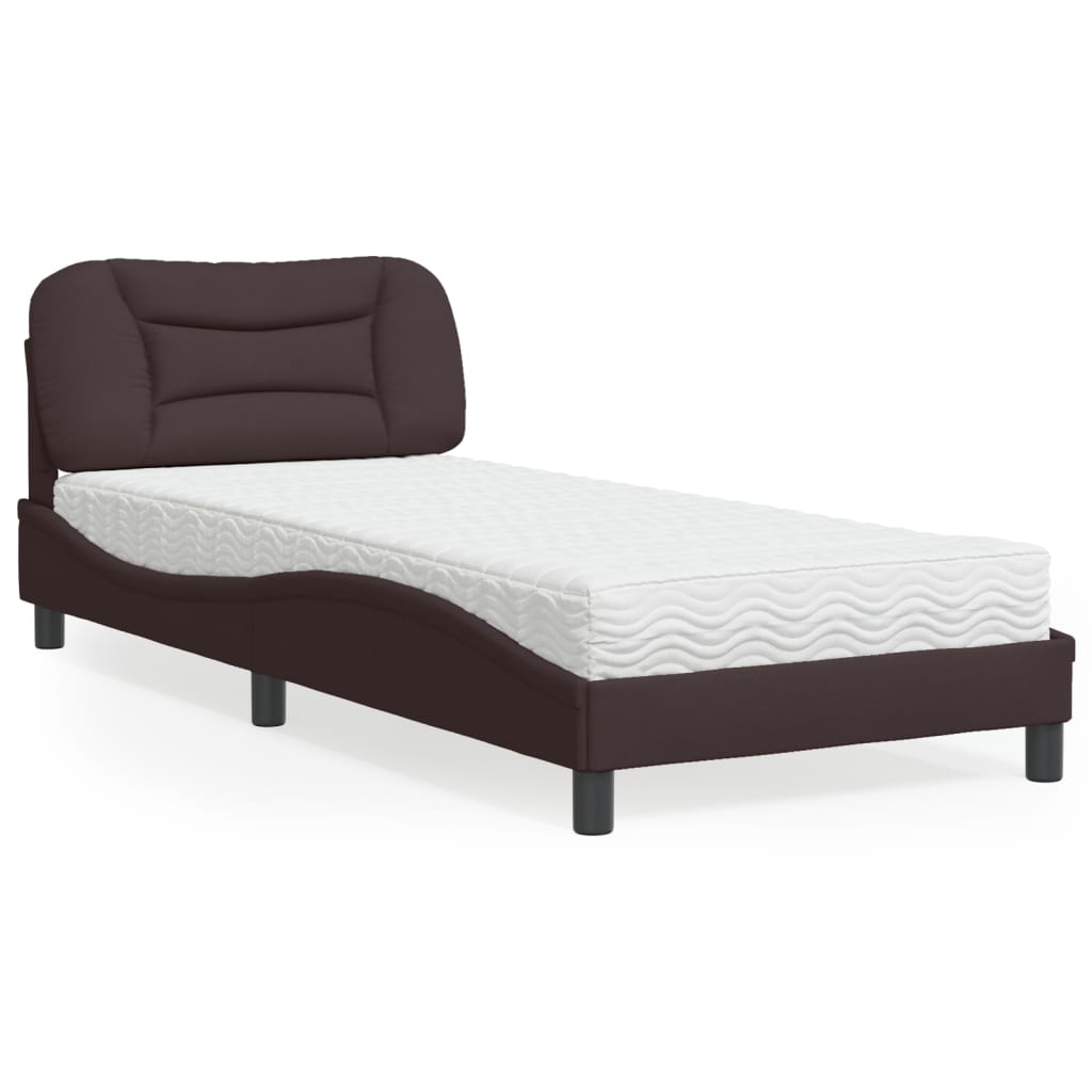 Bed met matras "Hvar" stof donkerbruin 80x200 cm is nu te koop bij PeponiXL, paradijselijk wonen!