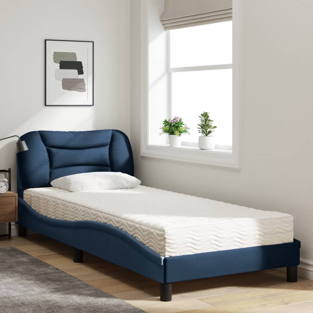 Bed met matras "Hvar" stof blauw 80x200 cm is nu te koop bij PeponiXL, paradijselijk wonen!