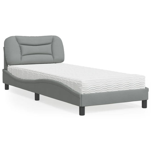 Bed met matras "Hvar" stof lichtgrijs 90x190 cm is nu te koop bij PeponiXL, paradijselijk wonen!