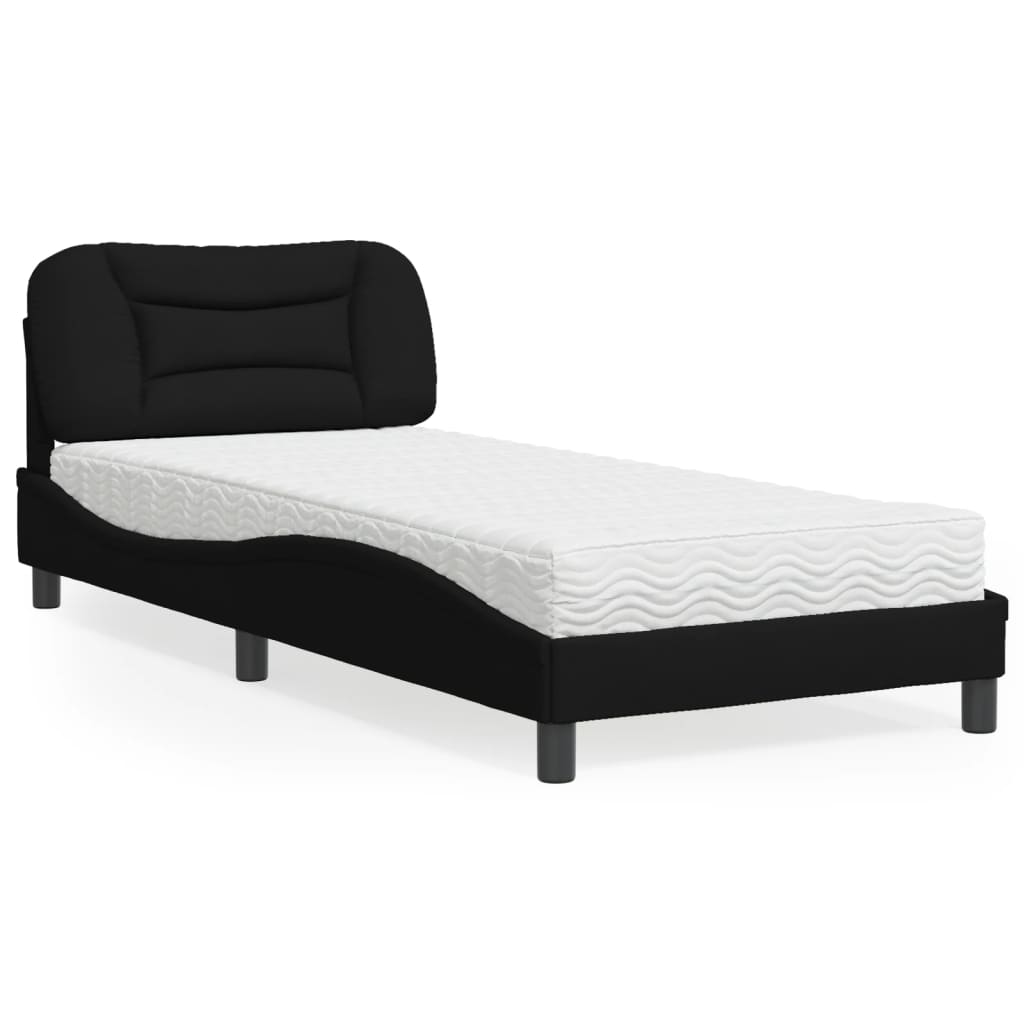 Bed met matras "Hvar" stof zwart 90x190 cm is nu te koop bij PeponiXL, paradijselijk wonen!