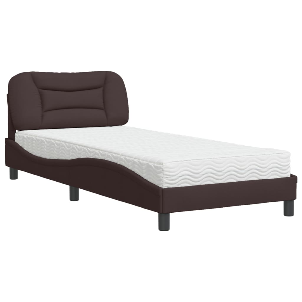 Bed met matras "Hvar" stof donkerbruin 90x190 cm is nu te koop bij PeponiXL, paradijselijk wonen!
