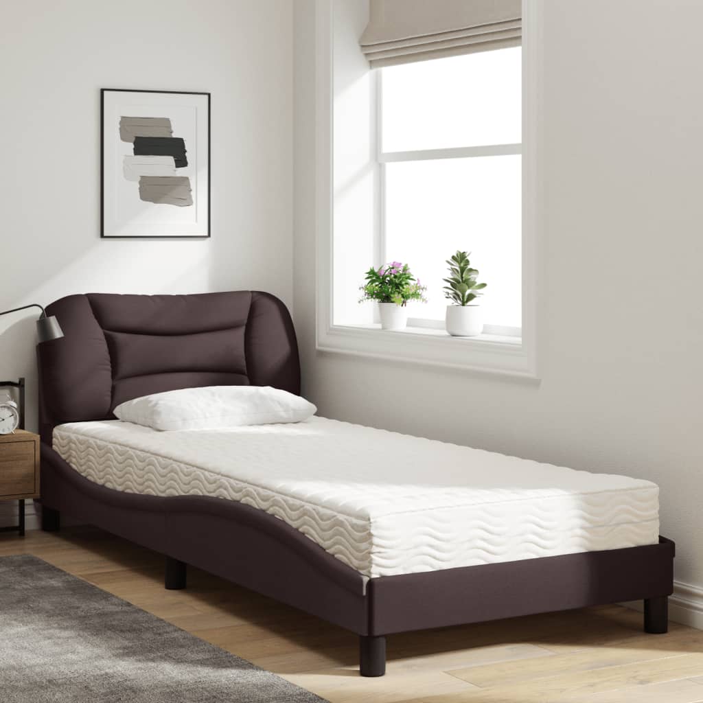 Bed met matras "Hvar" stof donkerbruin 90x190 cm is nu te koop bij PeponiXL, paradijselijk wonen!