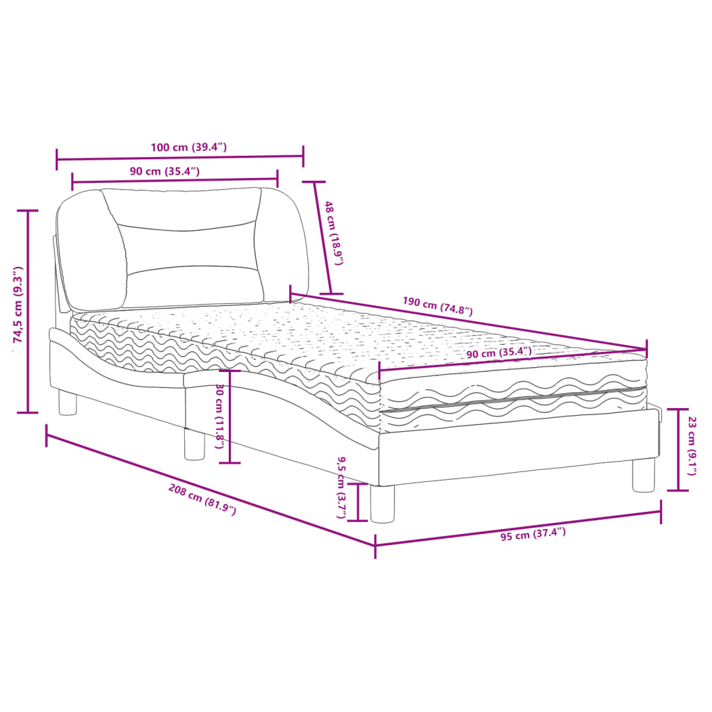 Bed met matras "Hvar" stof donkerbruin 90x190 cm is nu te koop bij PeponiXL, paradijselijk wonen!
