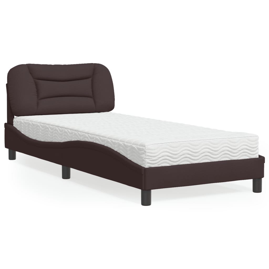 Bed met matras "Hvar" stof donkerbruin 90x190 cm is nu te koop bij PeponiXL, paradijselijk wonen!