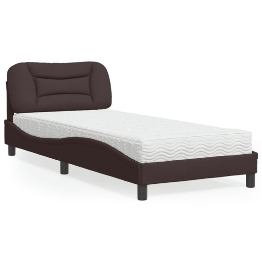 Bed met matras "Hvar" stof donkerbruin 90x190 cm is nu te koop bij PeponiXL, paradijselijk wonen!
