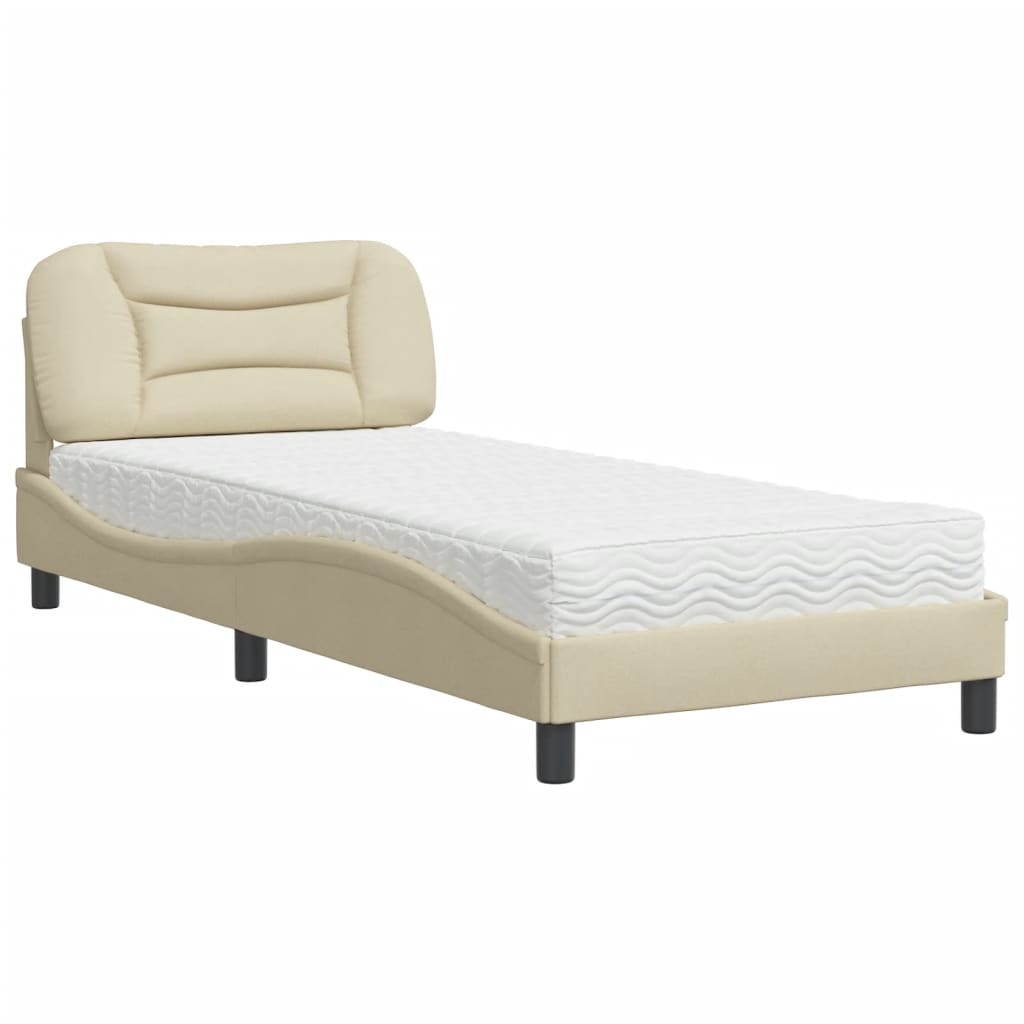 Bed met matras "Hvar" stof crèmekleurig 90x190 cm is nu te koop bij PeponiXL, paradijselijk wonen!