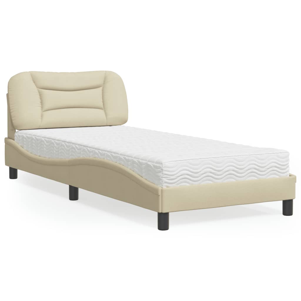 Bed met matras "Hvar" stof crèmekleurig 90x190 cm is nu te koop bij PeponiXL, paradijselijk wonen!