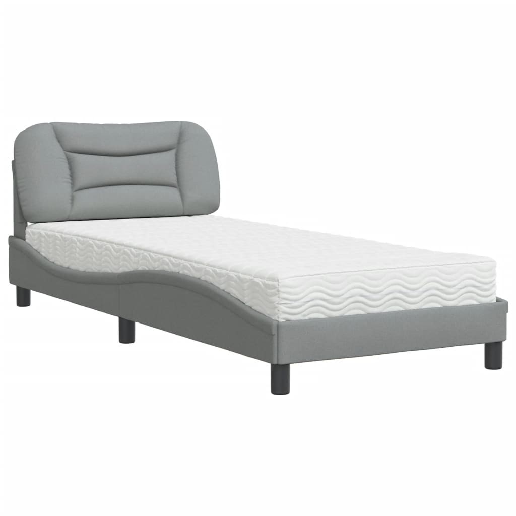 Bed met matras "Hvar" stof lichtgrijs 90x200 cm is nu te koop bij PeponiXL, paradijselijk wonen!