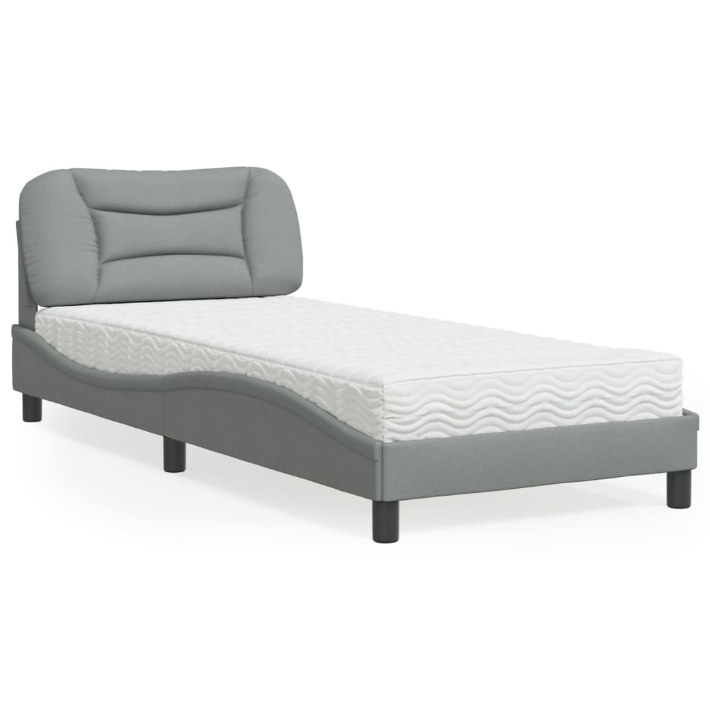 Bed met matras "Hvar" stof lichtgrijs 90x200 cm is nu te koop bij PeponiXL, paradijselijk wonen!