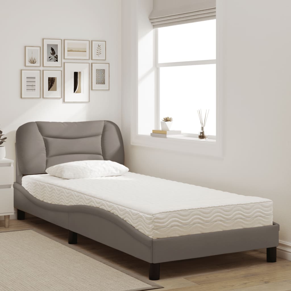 Bed met matras "Hvar" stof taupe 90x200 cm is nu te koop bij PeponiXL, paradijselijk wonen!