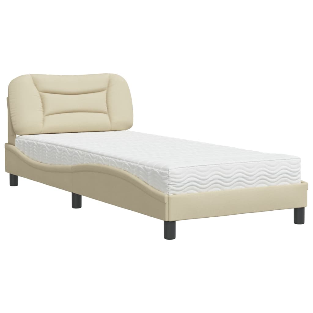 Bed met matras "Hvar" stof crèmekleurig 90x200 cm is nu te koop bij PeponiXL, paradijselijk wonen!