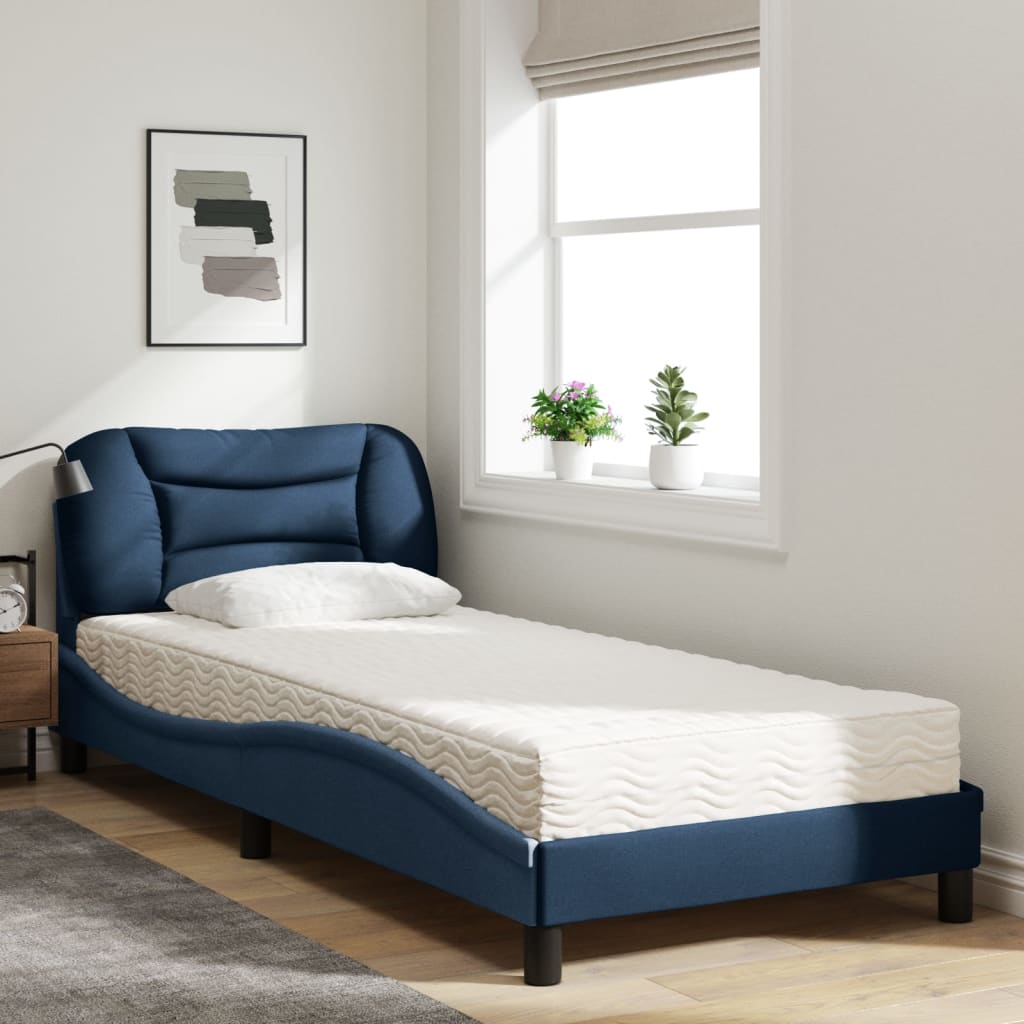 Bed met matras "Hvar" stof blauw 90x200 cm is nu te koop bij PeponiXL, paradijselijk wonen!