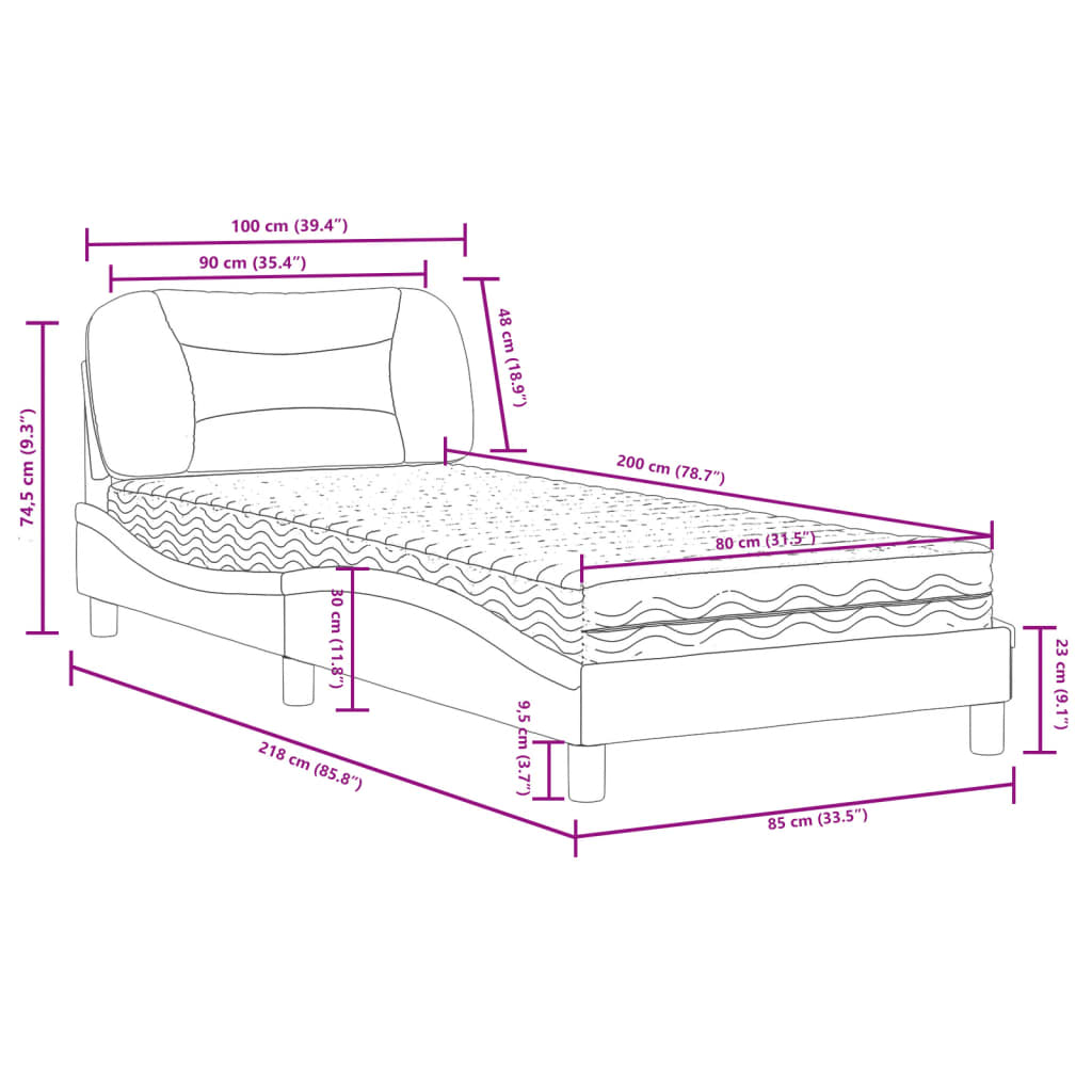 Bed met matras "Hvar" stof blauw 90x200 cm is nu te koop bij PeponiXL, paradijselijk wonen!