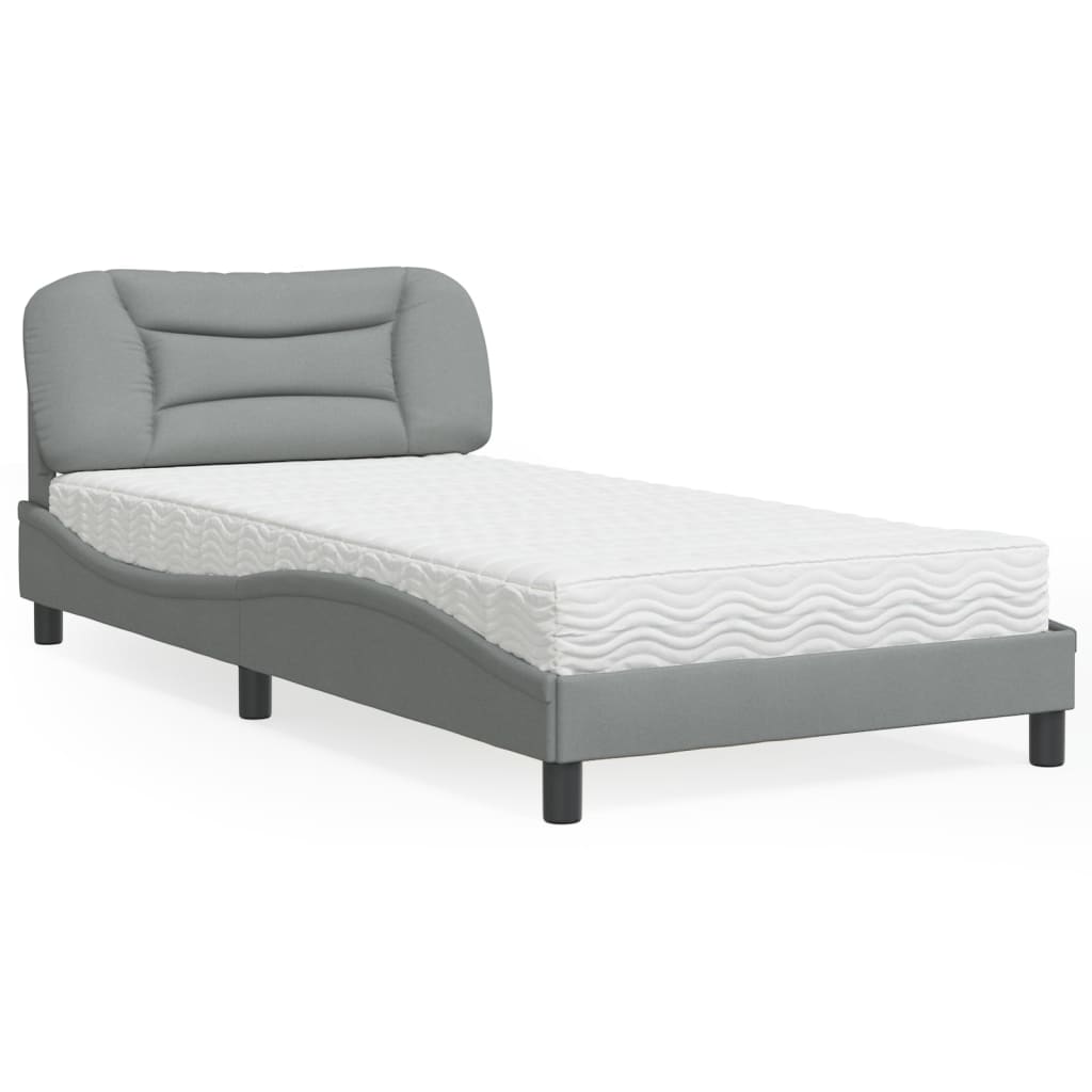 Bed met matras "Hvar" stof lichtgrijs 100x200 cm is nu te koop bij PeponiXL, paradijselijk wonen!