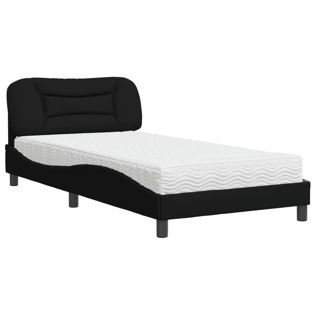 Bed met matras "Hvar" stof zwart 100x200 cm is nu te koop bij PeponiXL, paradijselijk wonen!
