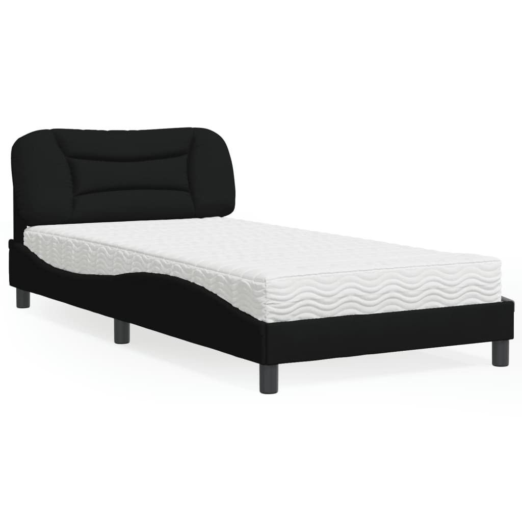 Bed met matras "Hvar" stof zwart 100x200 cm is nu te koop bij PeponiXL, paradijselijk wonen!
