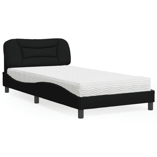 Bed met matras "Hvar" stof zwart 100x200 cm is nu te koop bij PeponiXL, paradijselijk wonen!