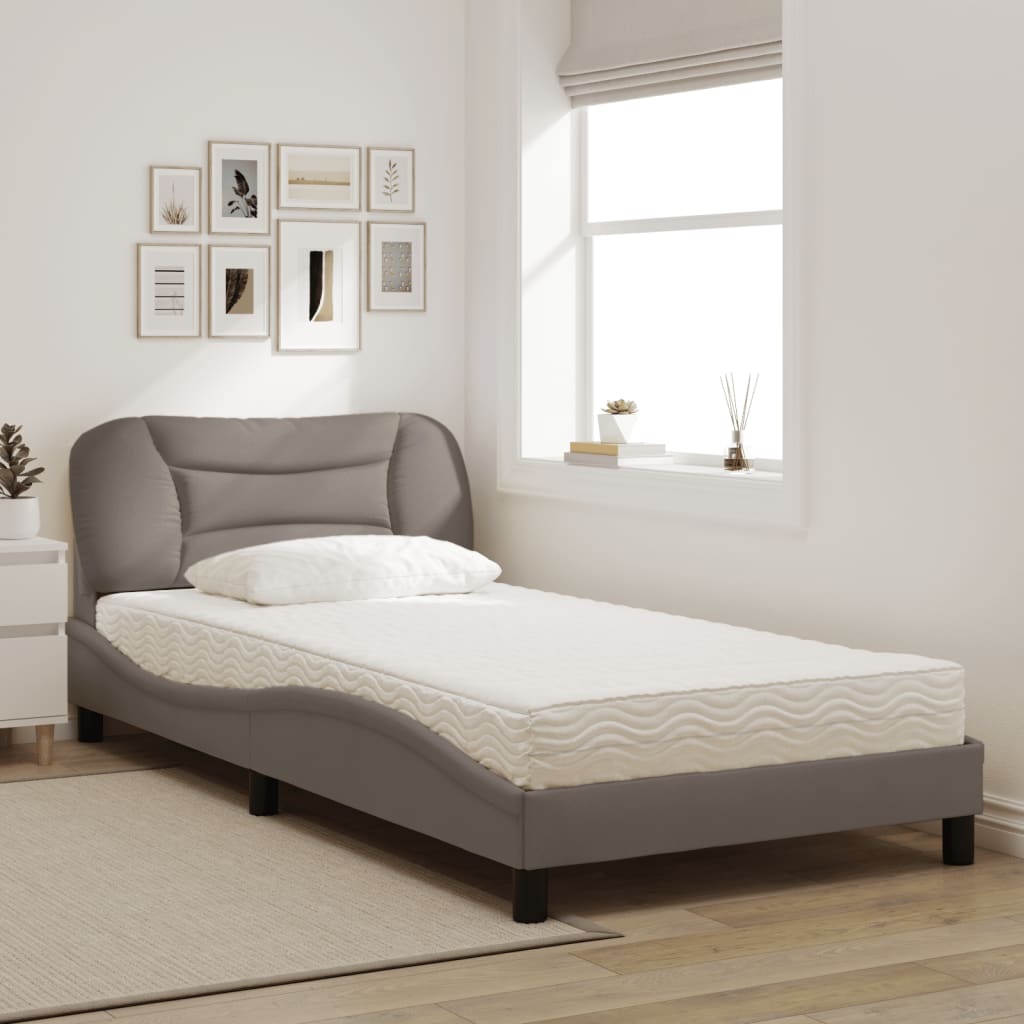 Bed met matras "Hvar" stof taupe 100x200 cm is nu te koop bij PeponiXL, paradijselijk wonen!