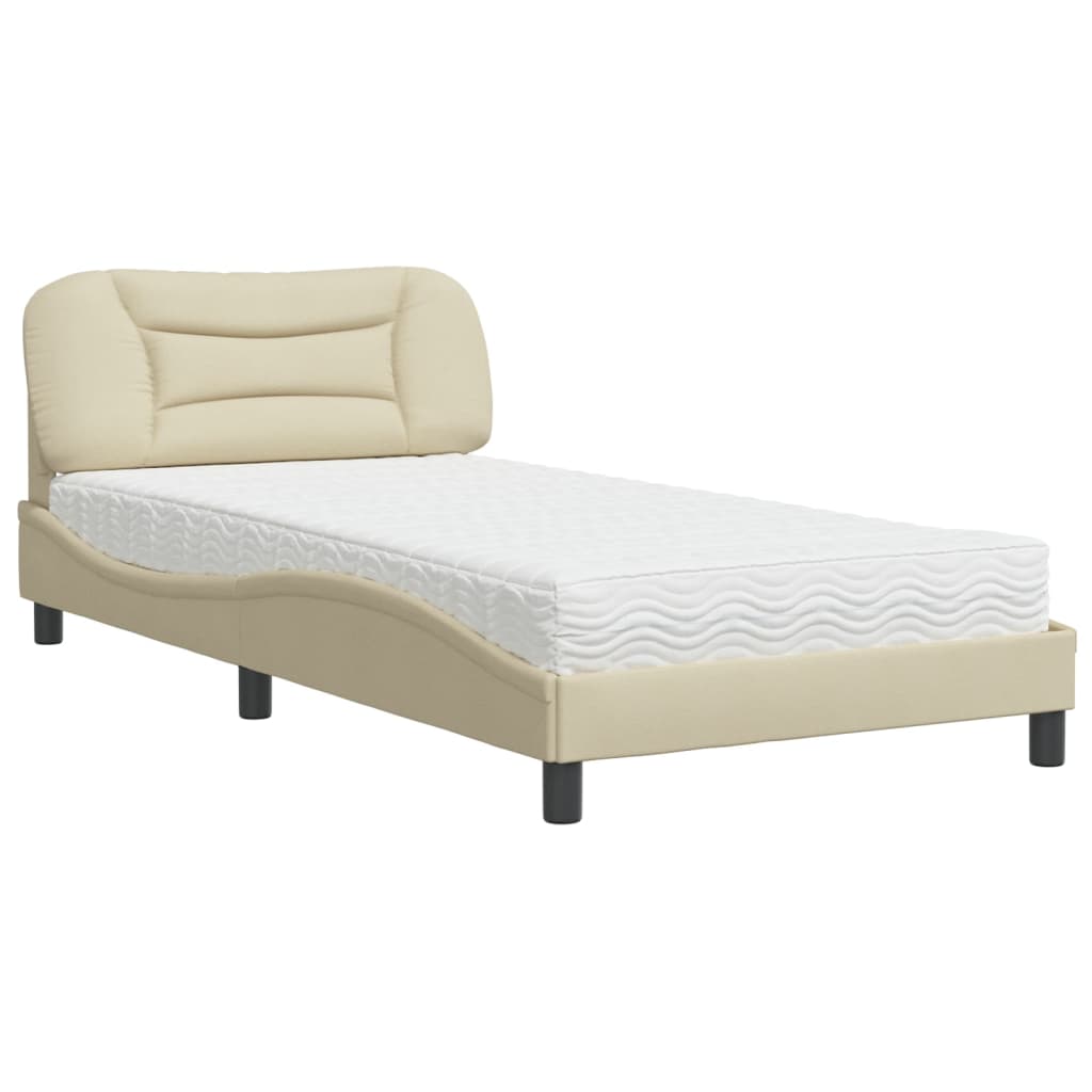 Bed met matras "Hvar" stof crèmekleurig 100x200 cm is nu te koop bij PeponiXL, paradijselijk wonen!