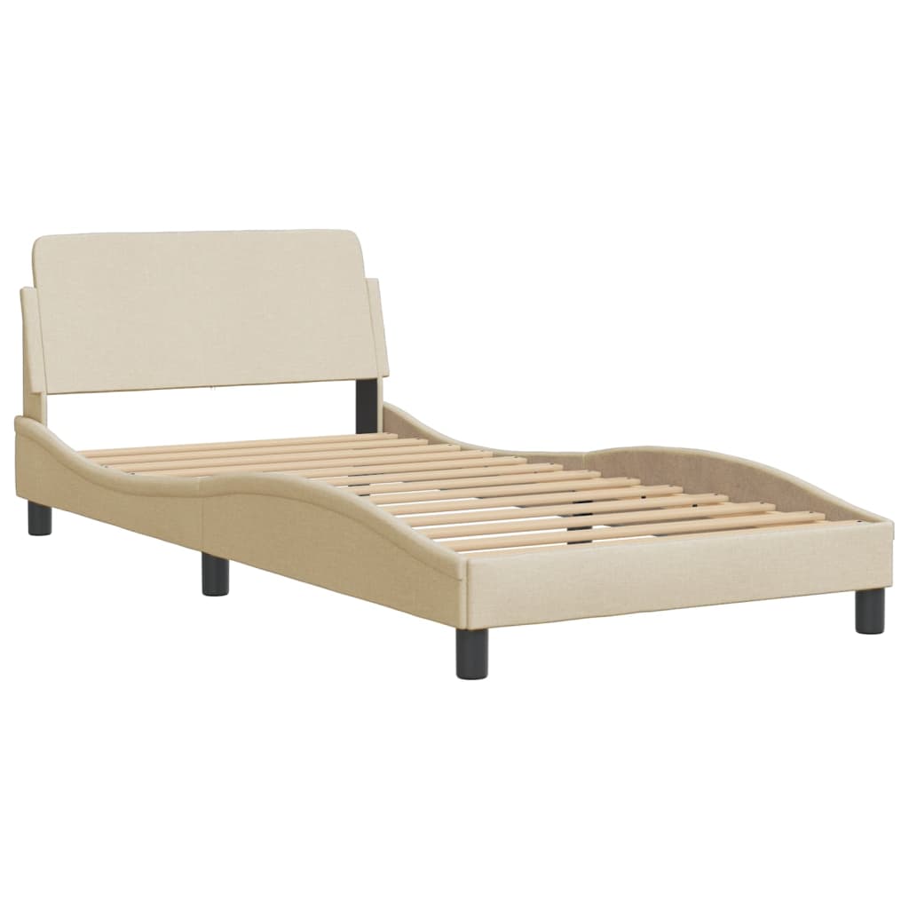Bed met matras "Hvar" stof crèmekleurig 100x200 cm is nu te koop bij PeponiXL, paradijselijk wonen!