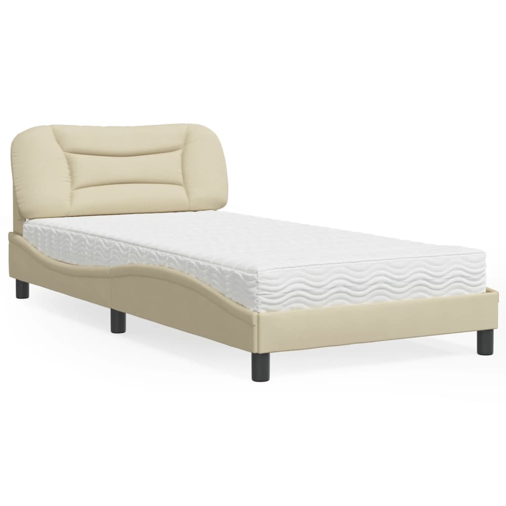 Bed met matras "Hvar" stof crèmekleurig 100x200 cm is nu te koop bij PeponiXL, paradijselijk wonen!